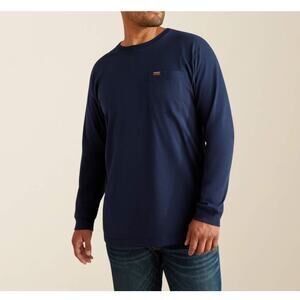 Ariat Men's Black Rebar Cotton Strong Standard Pocket Long Sleeve Tee Size XL